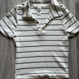 Caution To The Wind Black and White Striped Polo